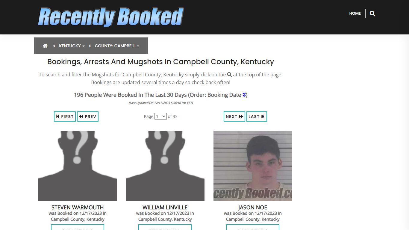 Bookings, Arrests and Mugshots in Campbell County, Kentucky